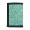Turquoise Banana Pattern Print Trifold Wallet