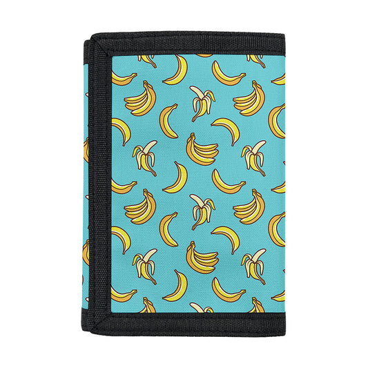 Turquoise Banana Pattern Print Trifold Wallet