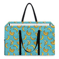 Turquoise Banana Pattern Print Utility Tote Bag