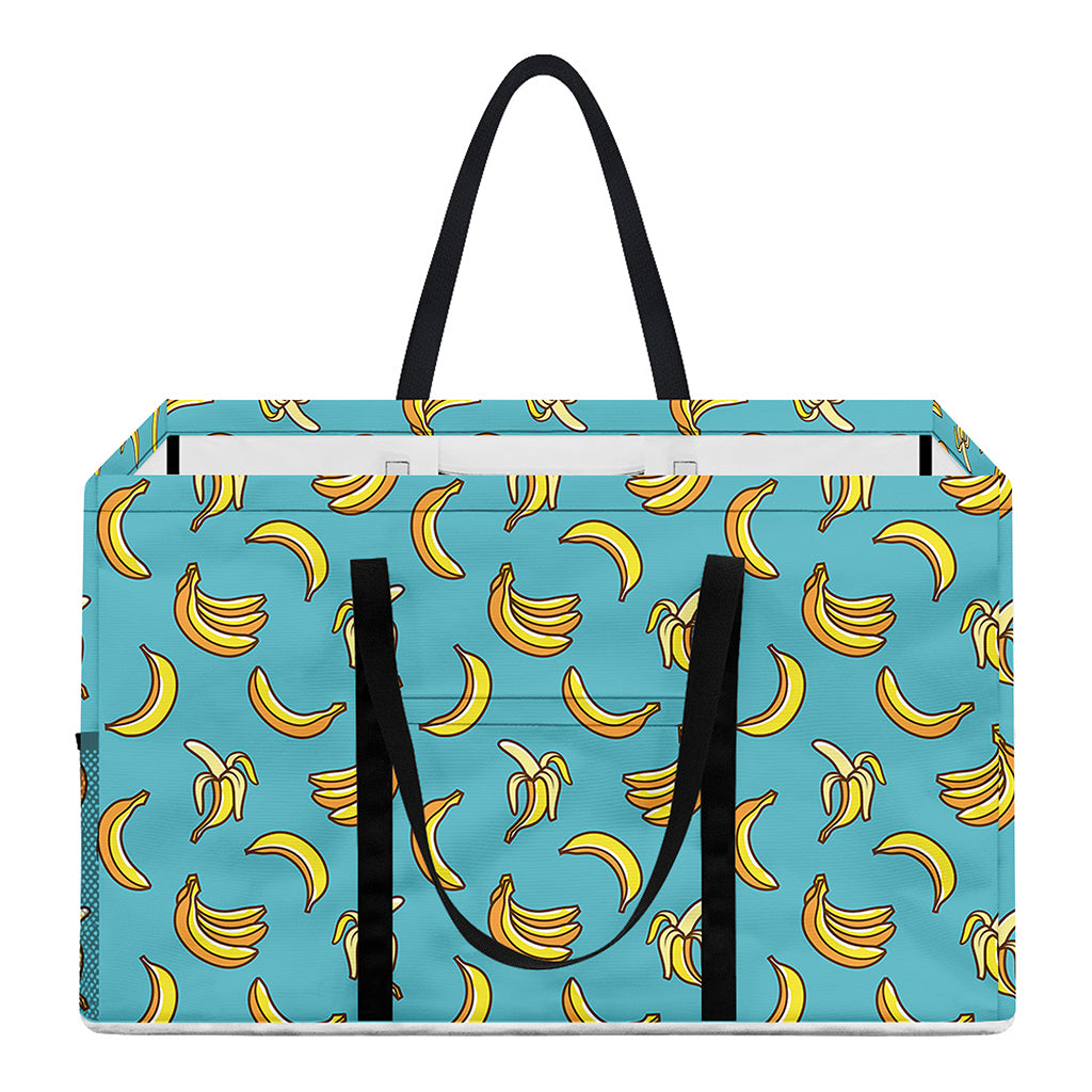 Turquoise Banana Pattern Print Utility Tote Bag