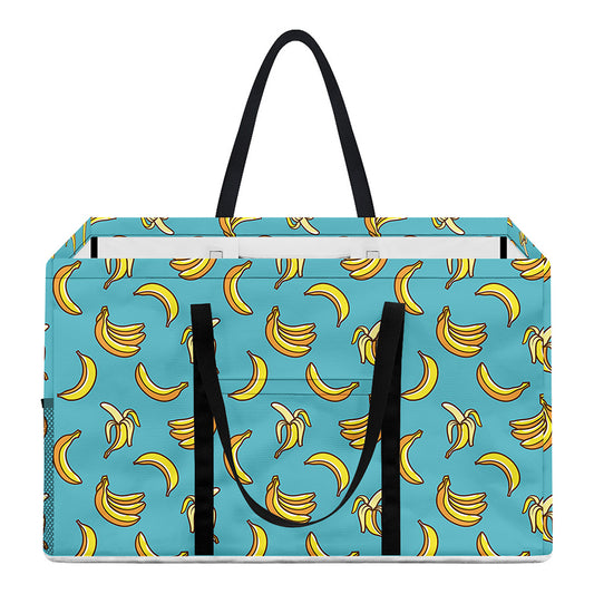 Turquoise Banana Pattern Print Utility Tote Bag