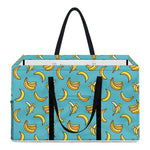 Turquoise Banana Pattern Print Utility Tote Bag