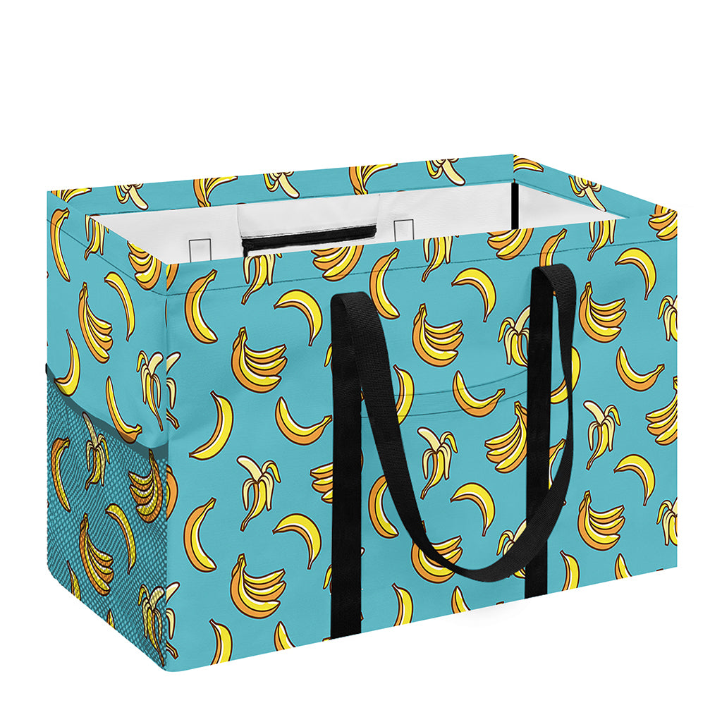 Turquoise Banana Pattern Print Utility Tote Bag