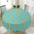 Turquoise Banana Pattern Print Waterproof Round Tablecloth