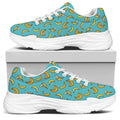 Turquoise Banana Pattern Print White Chunky Shoes