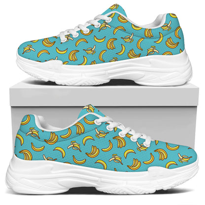 Turquoise Banana Pattern Print White Chunky Shoes