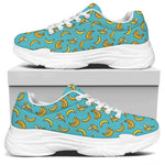 Turquoise Banana Pattern Print White Chunky Shoes