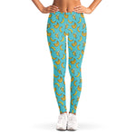 Turquoise Banana Pattern Print Women's Leggings