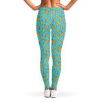 Turquoise Banana Pattern Print Women's Leggings