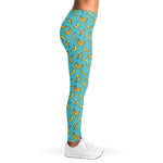 Turquoise Banana Pattern Print Women's Leggings