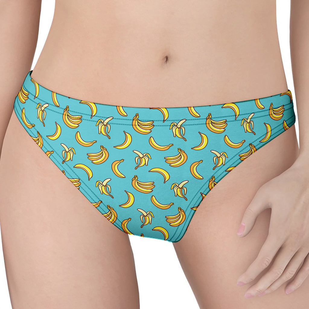 Turquoise Banana Pattern Print Women's Thong