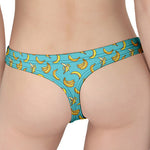 Turquoise Banana Pattern Print Women's Thong