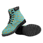 Turquoise Banana Pattern Print Work Boots