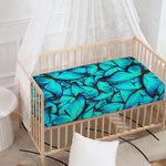 Turquoise Butterfly Pattern Print Baby Crib Sheet