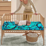 Turquoise Butterfly Pattern Print Baby Crib Sheet