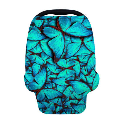 Turquoise Butterfly Pattern Print Baby Seat Cover