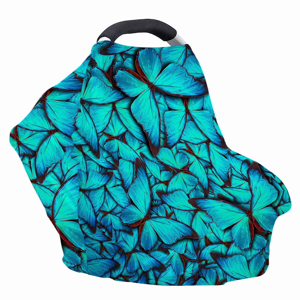 Turquoise Butterfly Pattern Print Baby Seat Cover