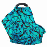 Turquoise Butterfly Pattern Print Baby Seat Cover