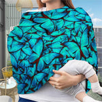 Turquoise Butterfly Pattern Print Baby Seat Cover