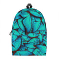 Turquoise Butterfly Pattern Print School Backpack