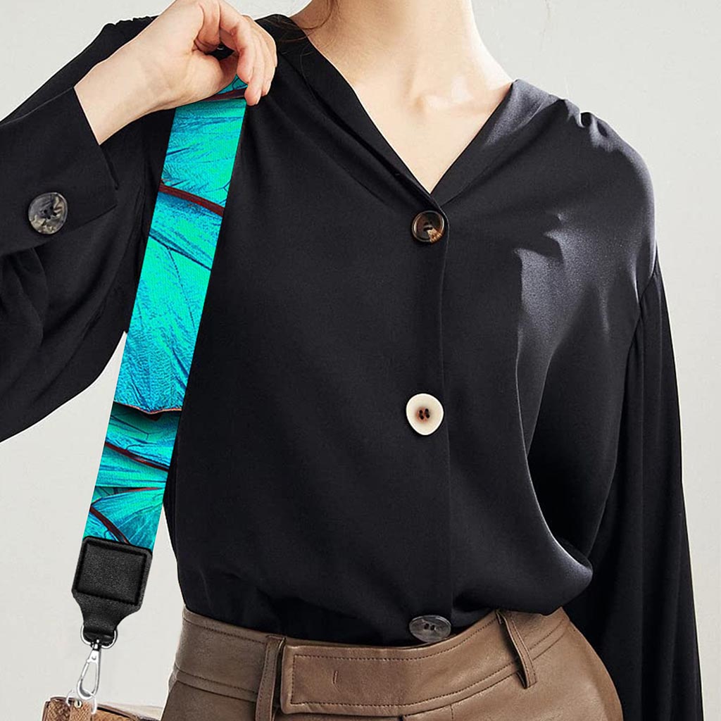 Turquoise Butterfly Pattern Print Bag Strap