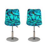 Turquoise Butterfly Pattern Print Bar Stool Covers