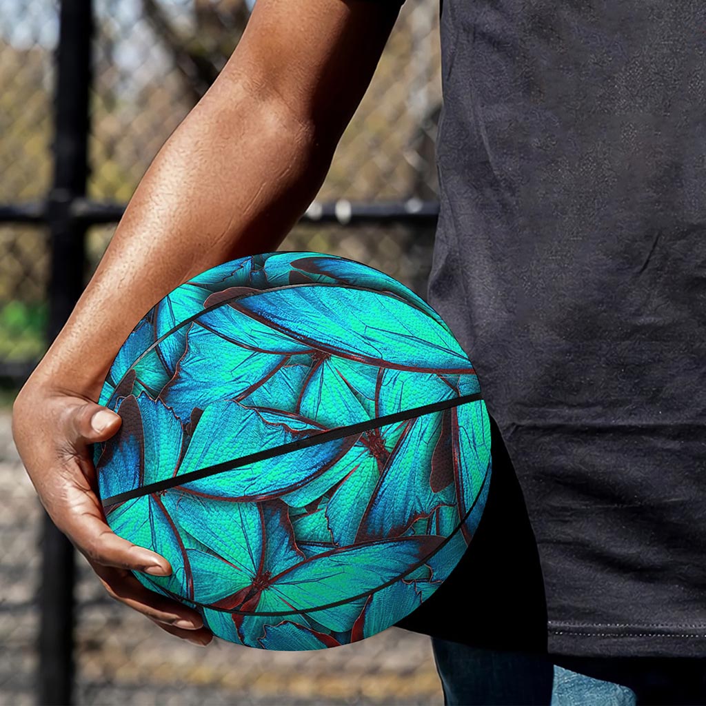 Turquoise Butterfly Pattern Print Basketball