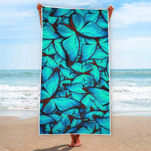 Turquoise Butterfly Pattern Print Beach Towel