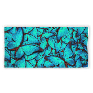 Turquoise Butterfly Pattern Print Beach Towel