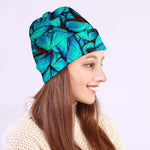 Turquoise Butterfly Pattern Print Beanie