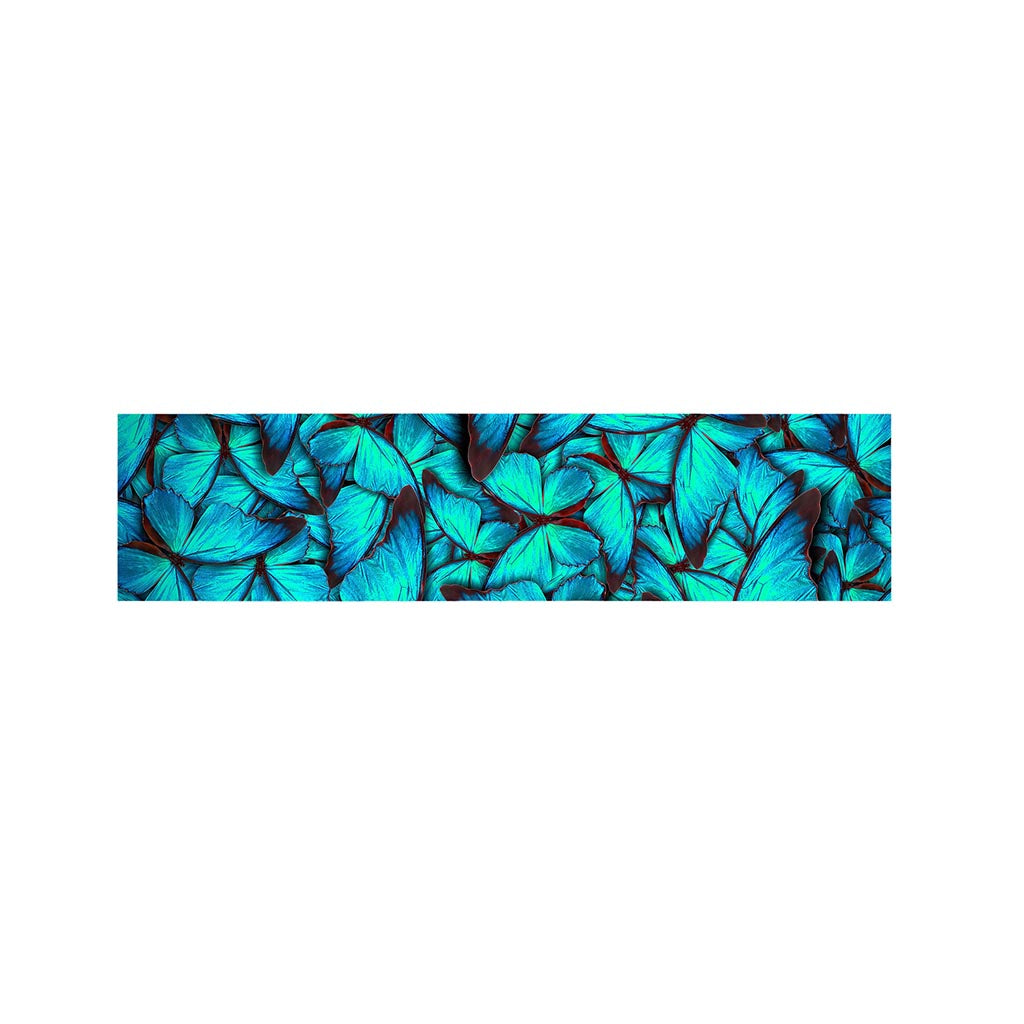 Turquoise Butterfly Pattern Print Bed Runner
