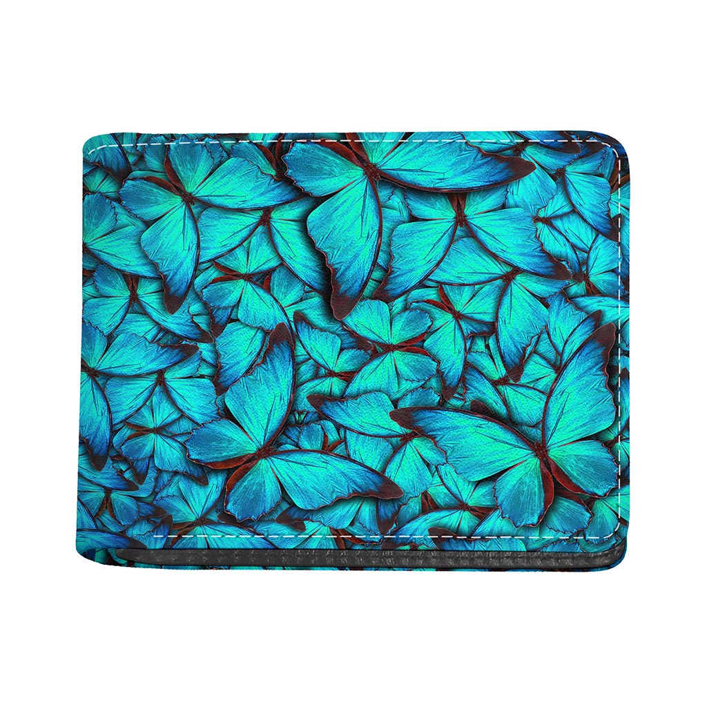 Turquoise Butterfly Pattern Print Bifold Wallet