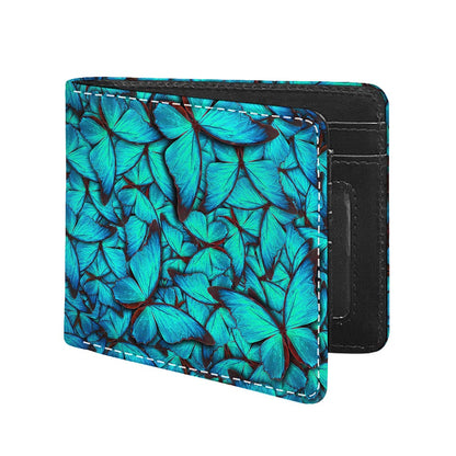 Turquoise Butterfly Pattern Print Bifold Wallet