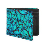 Turquoise Butterfly Pattern Print Bifold Wallet