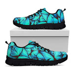 Turquoise Butterfly Pattern Print Black Running Shoes