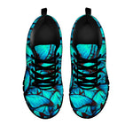 Turquoise Butterfly Pattern Print Black Running Shoes