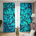 Turquoise Butterfly Pattern Print Dimout Pencil Pleat Curtains