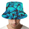 Turquoise Butterfly Pattern Print Bucket Hat