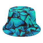 Turquoise Butterfly Pattern Print Bucket Hat