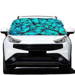 Turquoise Butterfly Pattern Print Car Windshield Snow Cover