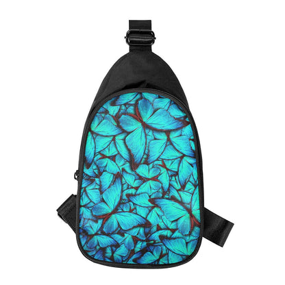 Turquoise Butterfly Pattern Print Chest Bag