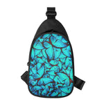 Turquoise Butterfly Pattern Print Chest Bag