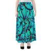 Turquoise Butterfly Pattern Print Chiffon Maxi Skirt