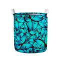 Turquoise Butterfly Pattern Print Collapsible Laundry Basket