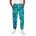 Turquoise Butterfly Pattern Print Cotton Sweatpants