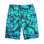 Turquoise Butterfly Pattern Print Cotton Shorts