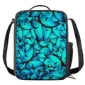 Turquoise Butterfly Pattern Print Crossbody Lunch Bag