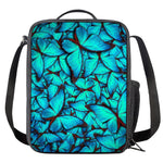 Turquoise Butterfly Pattern Print Crossbody Lunch Bag