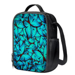 Turquoise Butterfly Pattern Print Crossbody Lunch Bag