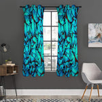 Turquoise Butterfly Pattern Print Curtain
